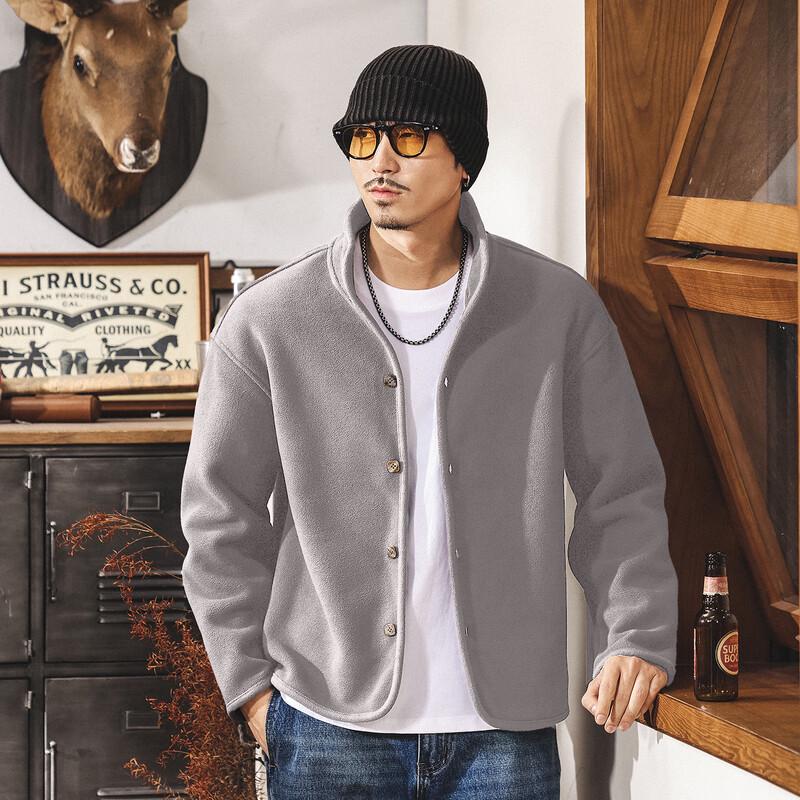 Men s American Retro Heavyweight Mock Neck Fleece Jacket L