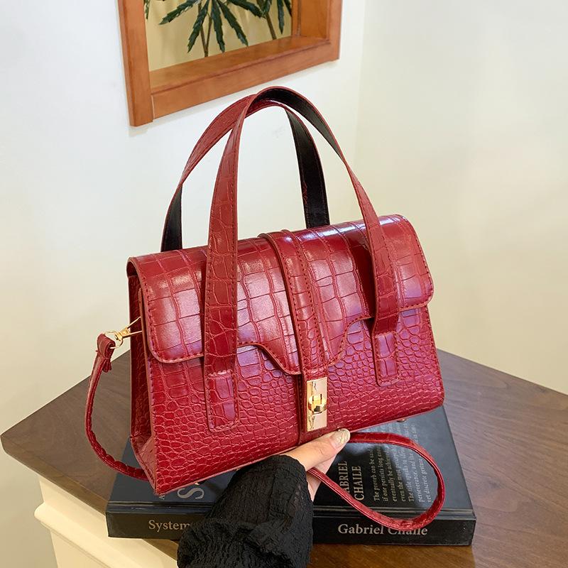 2025 Classic Temperament Elegant High Value Crocodile Pattern Handbag Small Square Bag Spring and Summer New Women's Bag