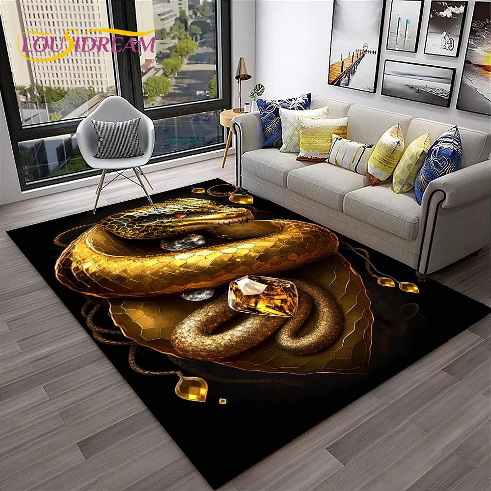 Gothic Serpent Viper 3D Python Snake Carpet Rug for Home Living Room Bedroom Sofa Doormat Decor,kids Area Rug Non-slip Floor Mat