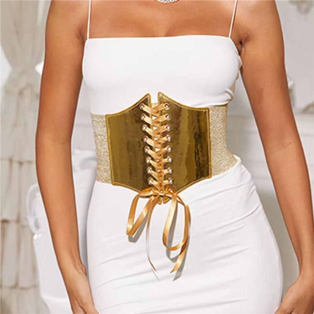 Dress Girdle Female Waistband High Waist Wide Waist Belt Luxury Gold Cummerbunds  Corset