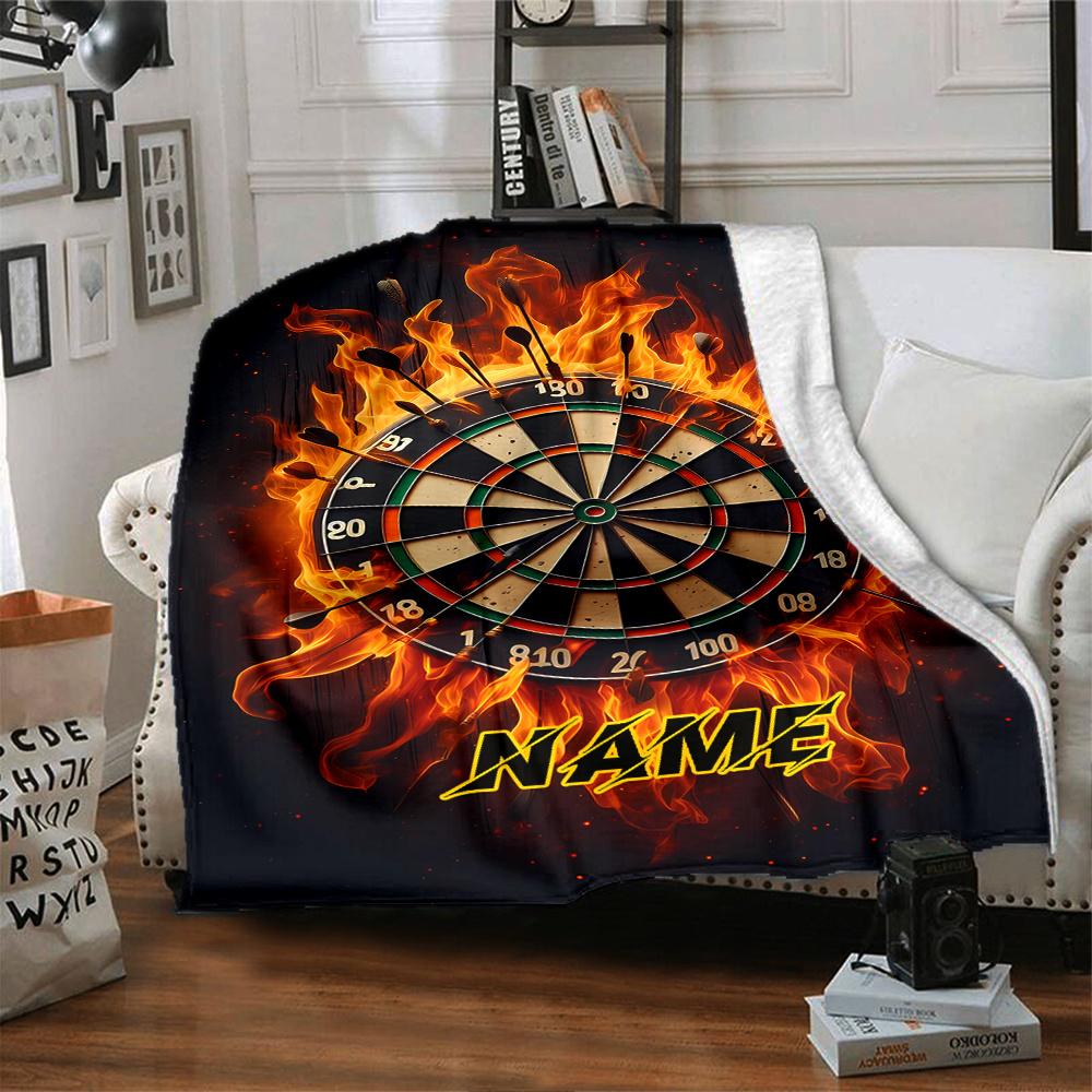 Firefighter Flames Blanket With Customizable Name Four Seasons Comfortable Shawl Blanket Suitable For Home Travel Camping Office Decoration Perfect