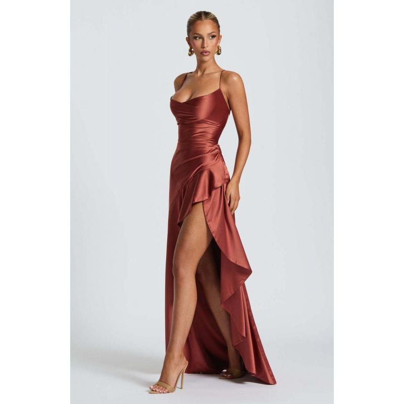Europe and the United States summer popular sexy women suspender skirt ruffle irregular dress evening dress