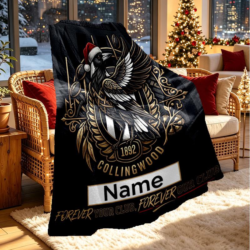 Custom Name Personalized Collingwood Print Blanket, Home Decor, Bedroom, Sofa, Camping, Couch, Gifts for Birthday Christmas