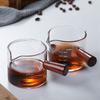 150ML Wood Handle Glass Coffee Measuring Cup Double Mouth Milk Jug Espresso Coffee Supplies Transparent Kitchen Measure Mug