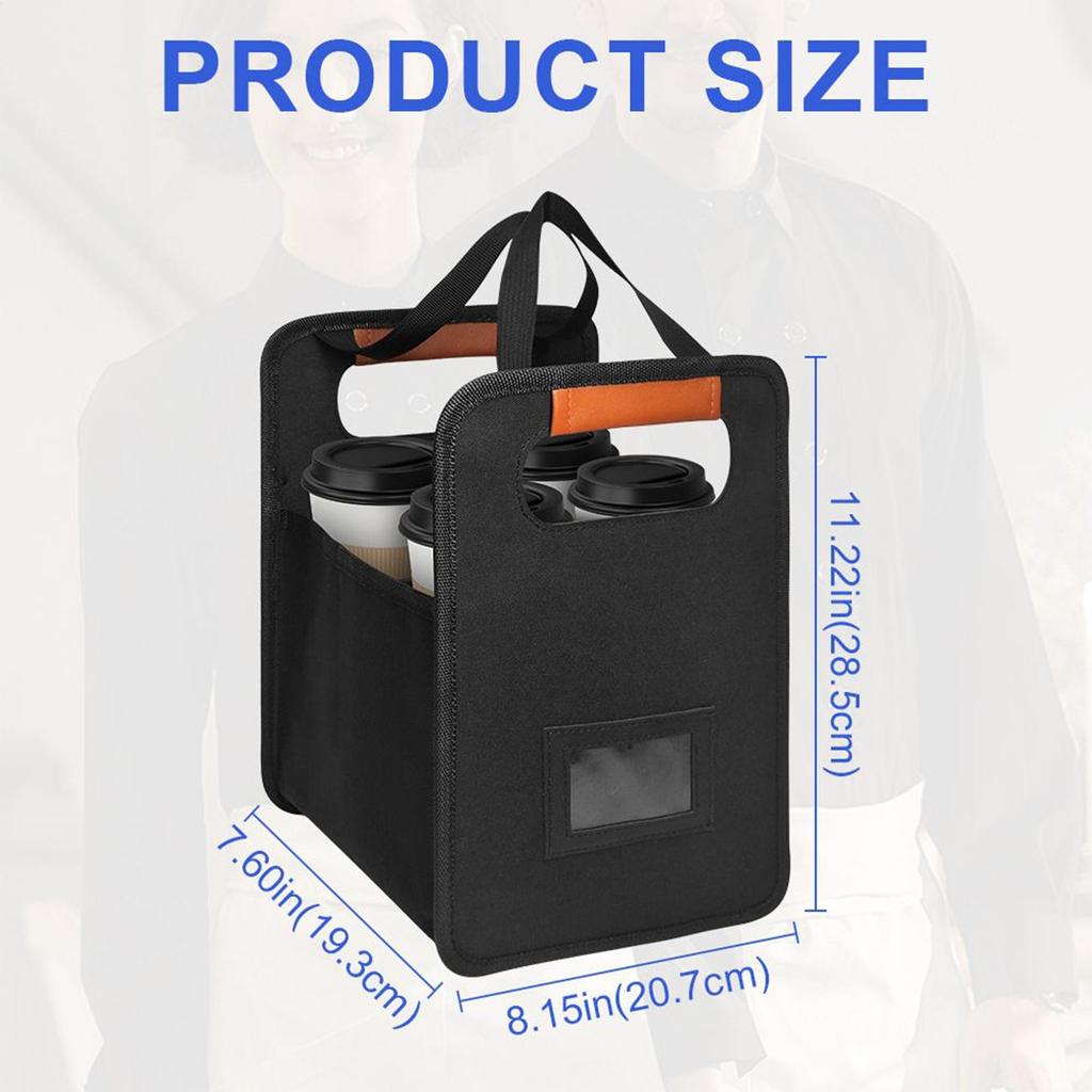 4 Cup Drink Carrier Foldable Coffee Cup Holder Beverage Rack With Adjustable Dividers Reusable 4Cup Tray with Adjustable Divider