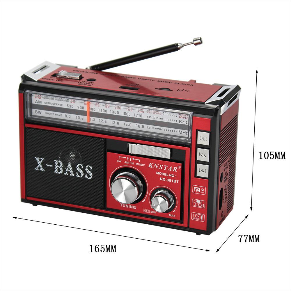 New RX-381 LED Lighting Portable Wireless Bluetooth Speaker AM FM SW Multi-band Radio Speaker with USB/TF MP3 Music Player