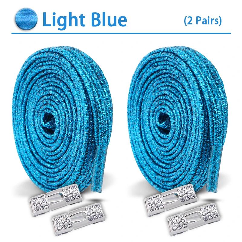 2Set Colorful Elastic Laces Sneakers Diamond Lock Shoelaces Without Ties No Tie Shoe Laces Glitter Flat Shoelace Shoe Accessorie