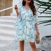 Vacation Casual Printed Lace Up Chiffon Dress