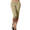 Women's Slim Fit Casual Solid Color Button Pocket Capris For Women