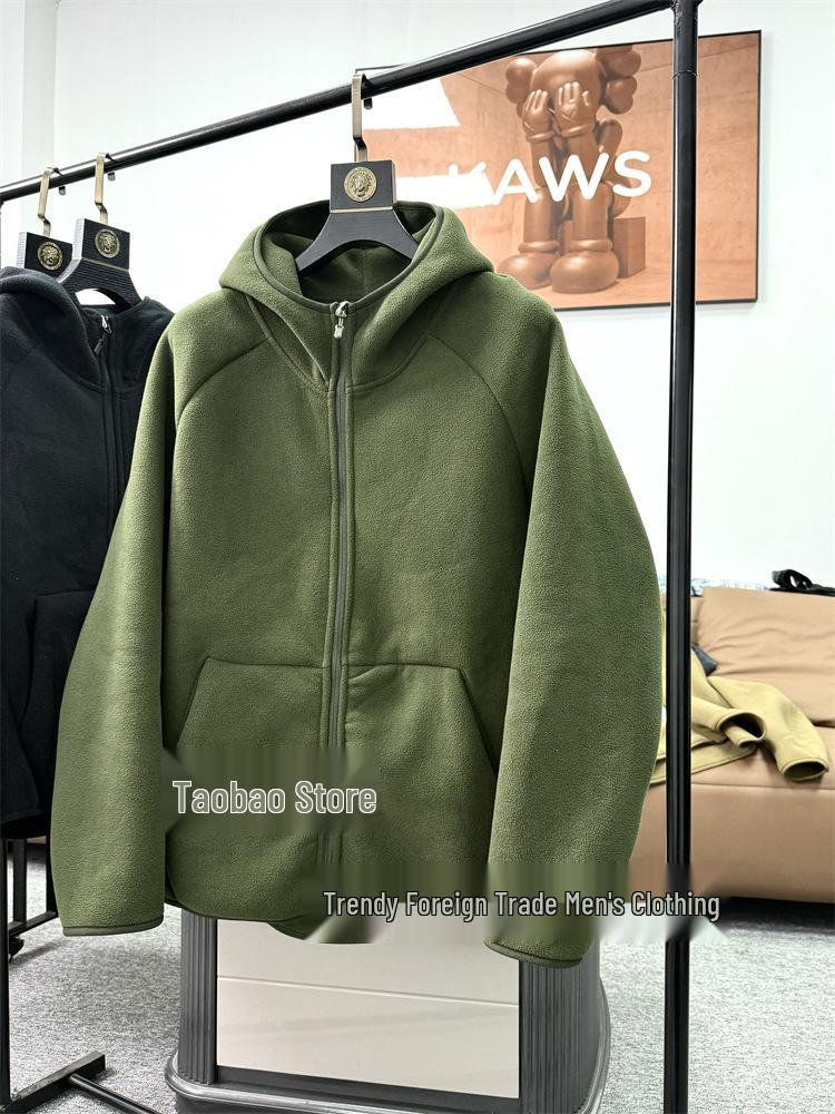 Herren verdickte doppelseitige Fleece-Kapuzenjacke - Schwergewicht 620g für Herbst und Winter