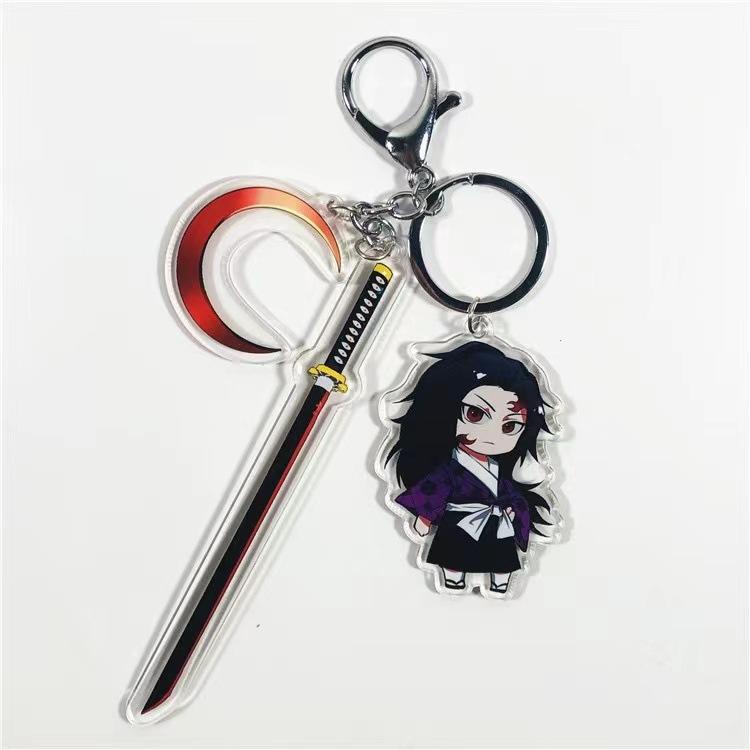Demon Slayer Keychain Acrylic Charm with Sword Tanjiro Zenitsu Nezuko Anime Cosplay Accessories
