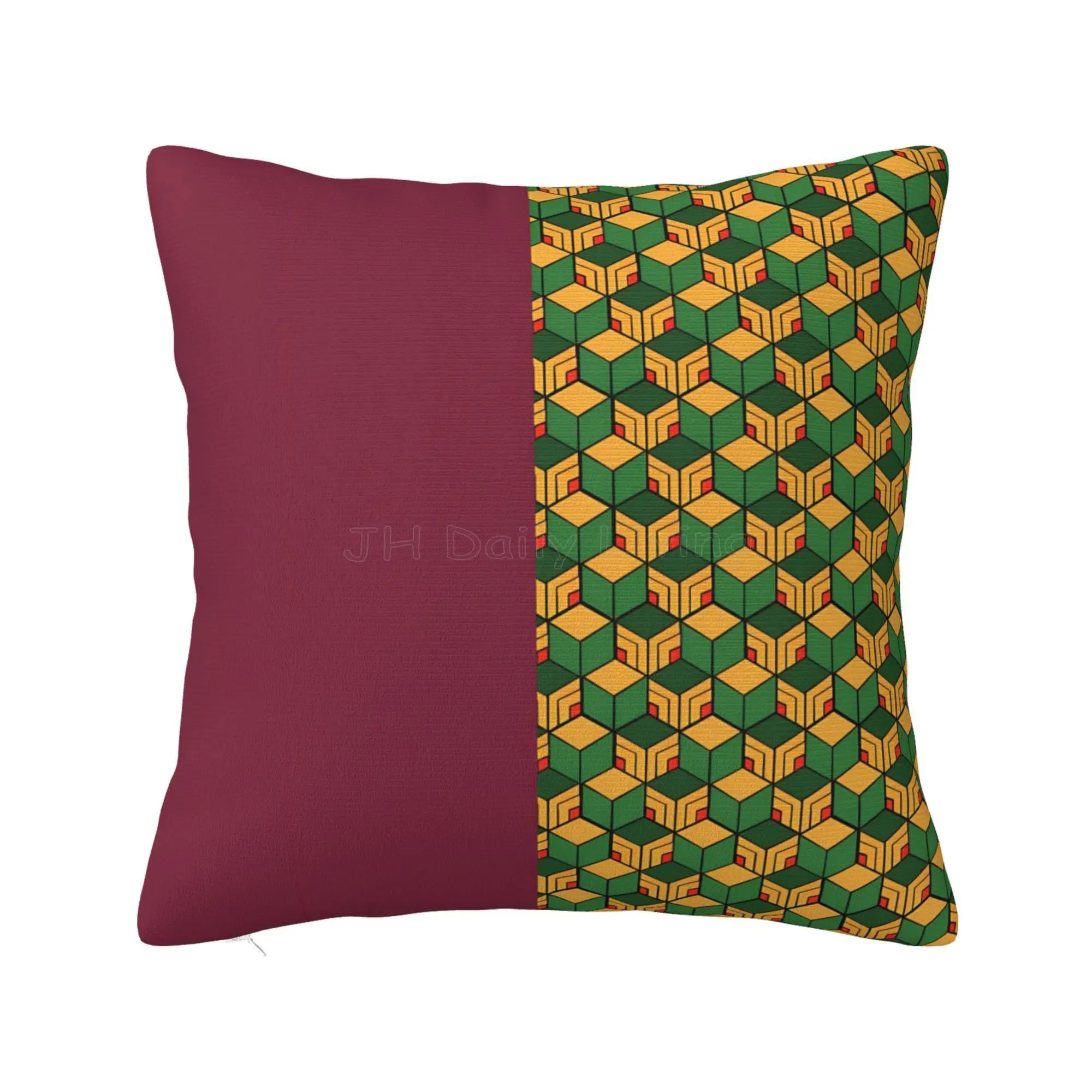 

Demon Slayer Tanjiro Haori Checker Green Square Pillow Case Cushion Cover for Home Car Decorative Throw Pillowcase 18x18 Inch 30cmx30cm