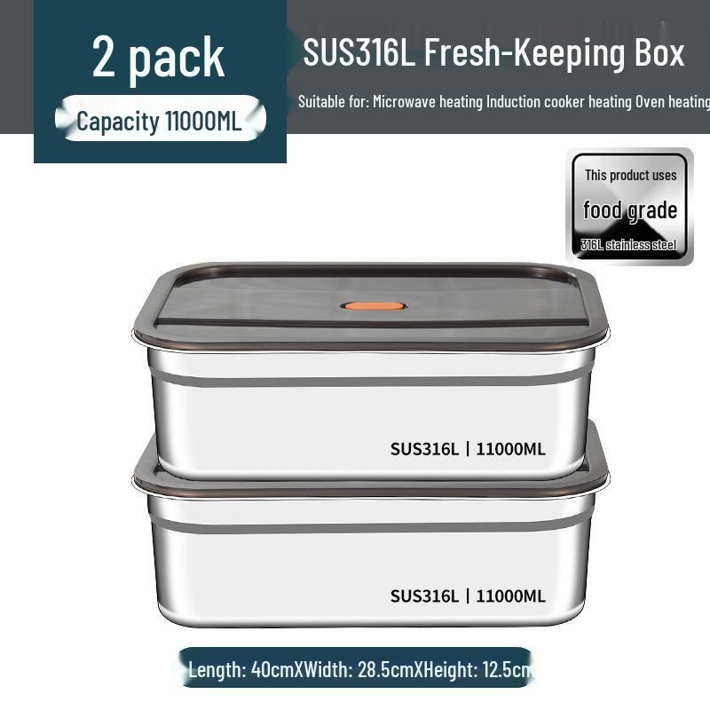 Stainless Steel Food-Grade Rectangular Dish Container with Lid