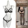 Pearl three-point underwear set, sexy lace open bow, sexy underwear, hot bra.