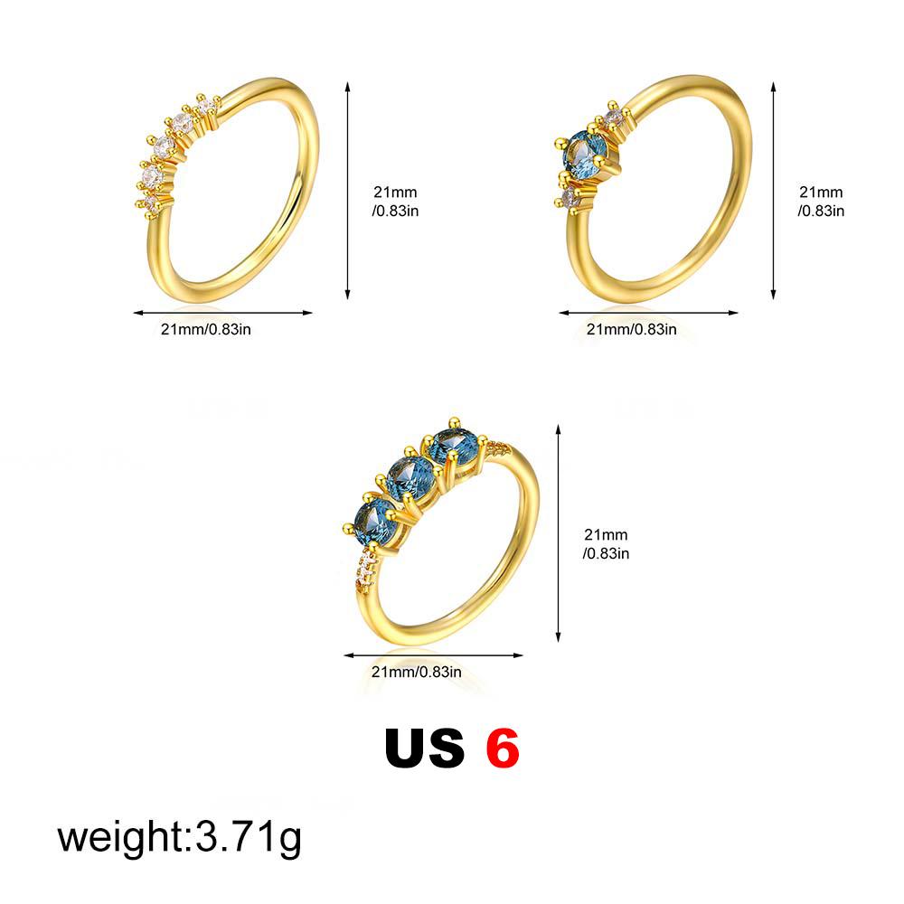 

Delicate Fashion Blue Zircon CZ Rings for Women Elegant Gold Plated Stackable Ring Set Vintage Jewelry Wedding Party Gifts