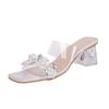 High-heeled Fashion Sandals Women's Summer Wear New Fairy Crystal Diamond-encrusted Word with Transparent Cool Slippers Women