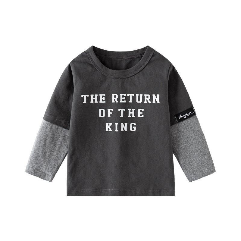 Chłopięca koszulka z długim rękawem z czystej bawełny jesień nowa odzież dziecięca dziecięca niemowlęca udawana dwuczęściowa koszulka bazowa top