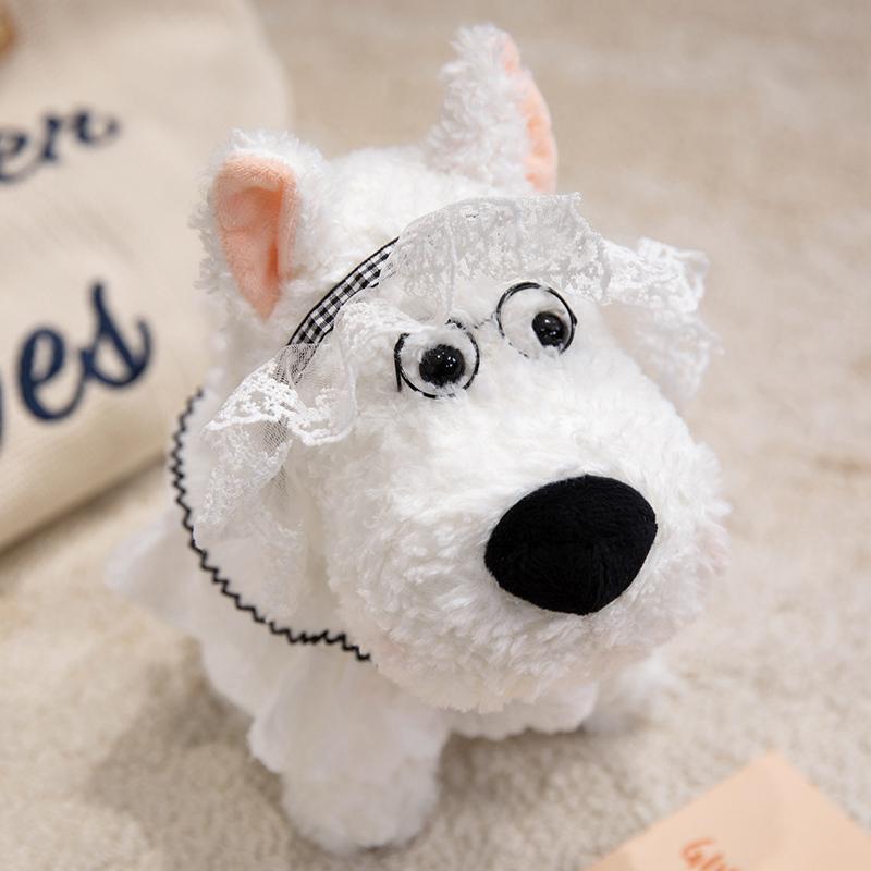 23cm Cartoon Cute West Highland Plush Doll High Quality Rainbow Hat Bow Dress up Dog Plush Toy Home Decoration For Children