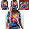 Summer Casual T Shirt With Floral Print And V Neck For Women