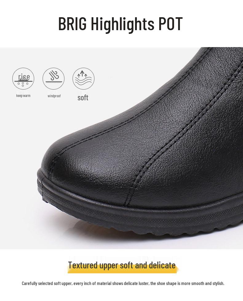 Women's Winter Non-Slip Soft Sole Boots - Warm Velvety Cotton for Middle-Aged and Elderly