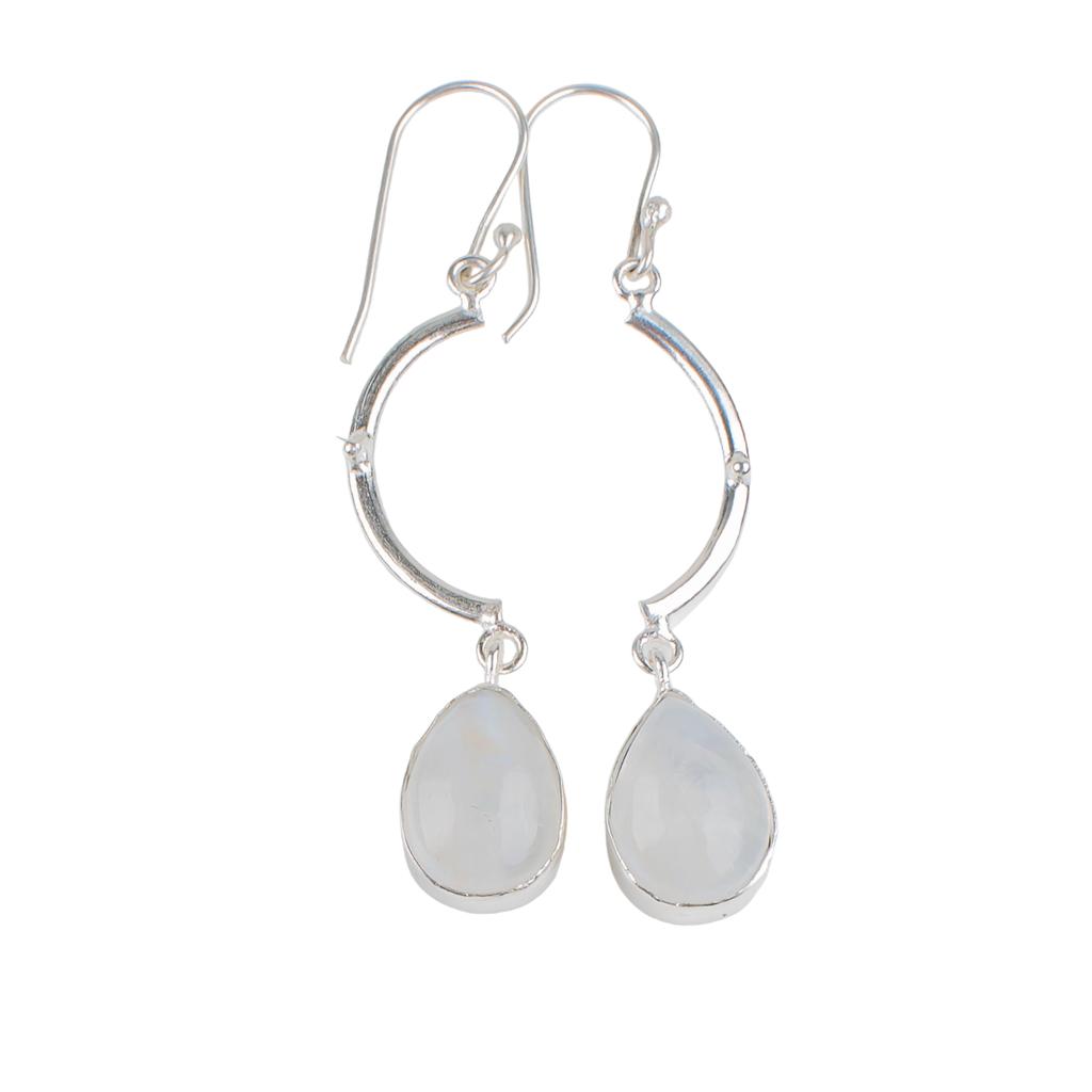 Rainbow Moonstone Gemstone 925 Sterling Silver Jewelry Handmade Earrings 2.60" EE-43-30