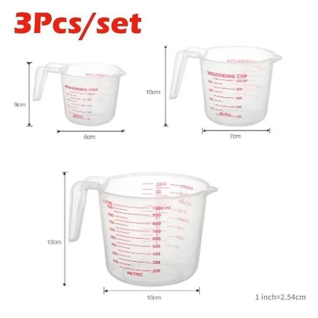 1/3pcs Baking Liquid Measuring Cups PVC Scale Cup Plastic Measuring Volume Beaker Kitchen Baking Tools 250/500/1000ml