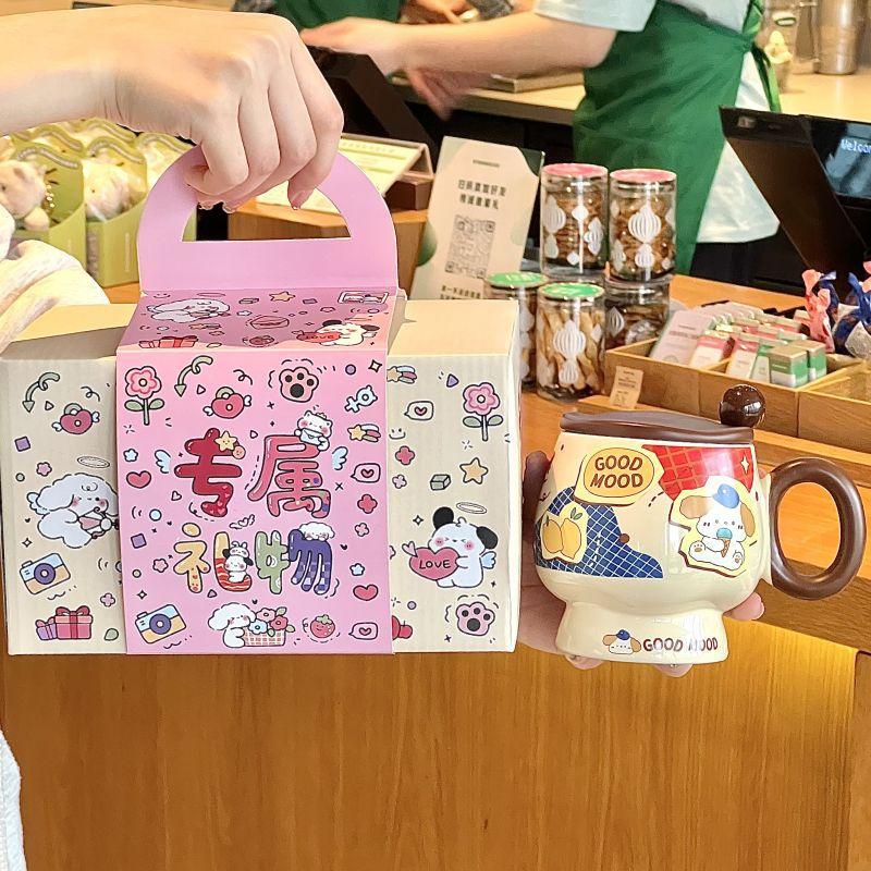 Cana Ceramică Drăguță Ursuleț Unt cu Capac Linguriță pentru Fete Cadou de Ziua de Naștere Suvenir Cană de Cafea pentru Micul Dejun