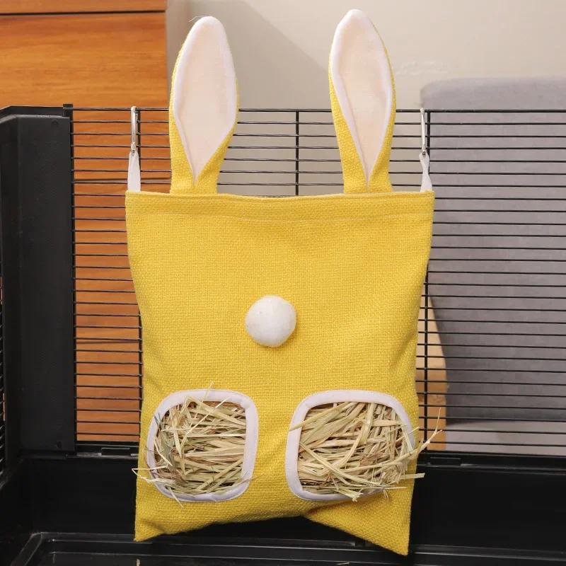Small Pets Hay Feeder Bag for Guinea Pig Rabbit Bunny Chinchillas Small Animal Hooks Hanging Dried Grass Feeding Dispenser