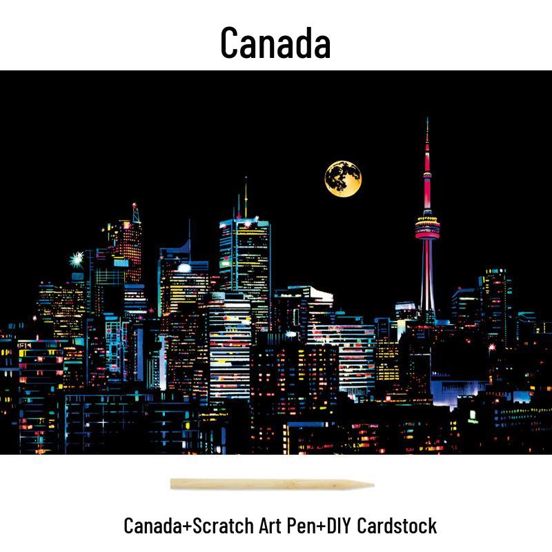 City Night View Scratch Art – DIY Kreatives Handgemachtes Malen Geschenk für Beste Freundin