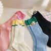 5 Pairs of New Female Spring and Summer Sweat Absorbing Color Collage Style Long Tube Stack Socks
