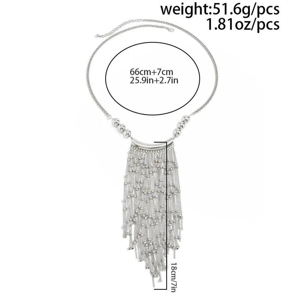 Ingemark New Exaggerated CCB Bead Tassel Pendant Necklace Women Vintage Metal Geometric Clavicle Chain Party Luxury Jewelry Gift