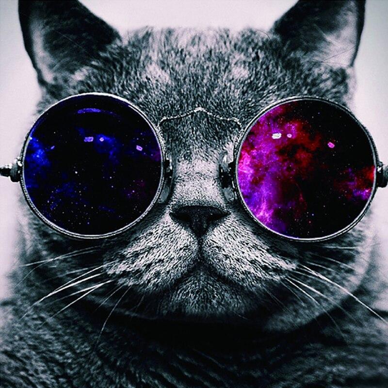 DIY Diamantový obraz Kočka Diamantové vyšívání Zvířecí křížový steh Celokulatý vrták Kamínková ručně vyráběná umělecká výzdoba domova Dárek