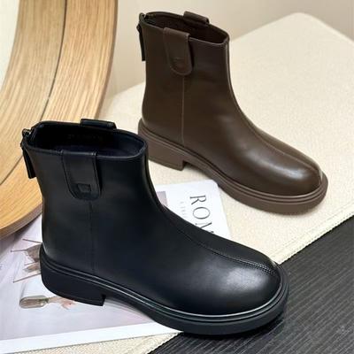 Cigarette Pipe Single Boots 2025 New Autumn and Winter Brown Cigarette Boots Retro Platform Chelsea Boots Versatile Martin Boots Short Boots