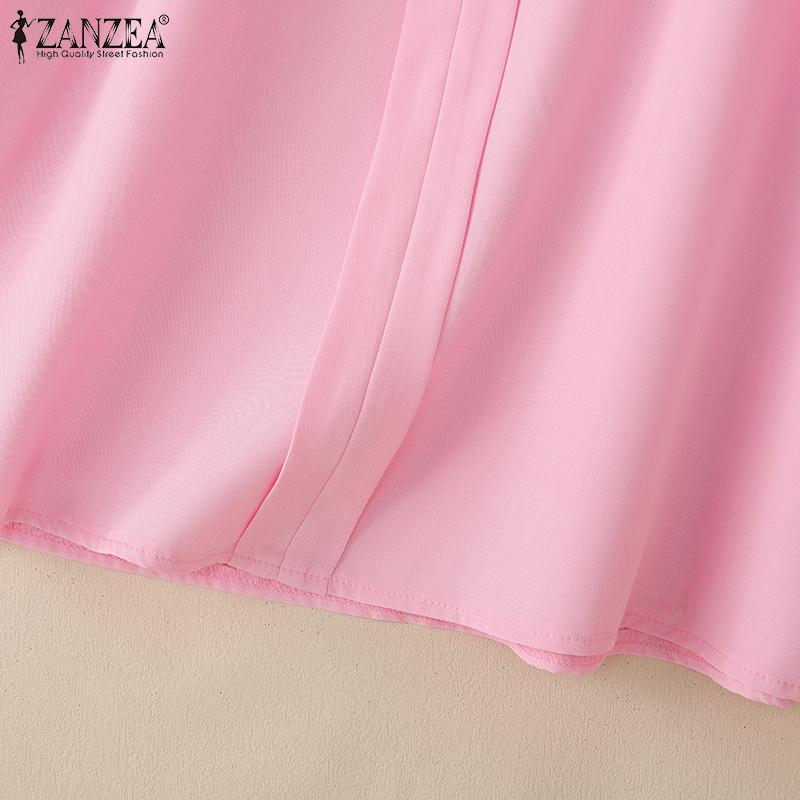 ZANZEA Women Casual V-Neck Loose Ruffles Short Sleeve Blouse