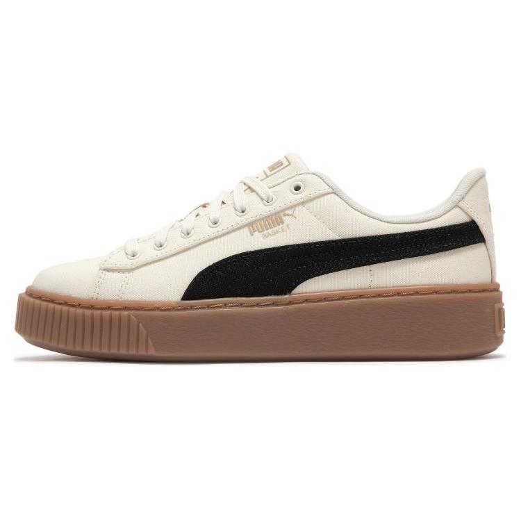 New PUMA Basket Platform Canvas 'Beige Black' Women's 399251-01