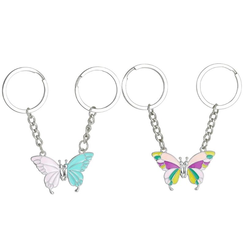 Cute Butterfly Magnetic Keychain Best Friend Key Chain for Women Handbag Car Keyholder Friendship Keyring Jewelry Gift