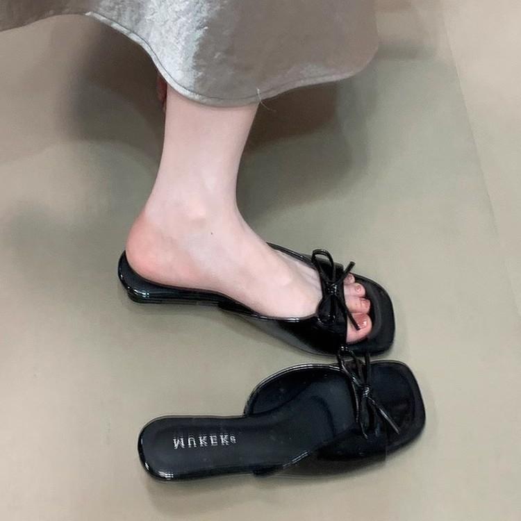 Fairy Wind Gentle Bow Open-toed Slippers Female Summer Wear with Skirt Beautiful Fashion Sandals Female Shoes