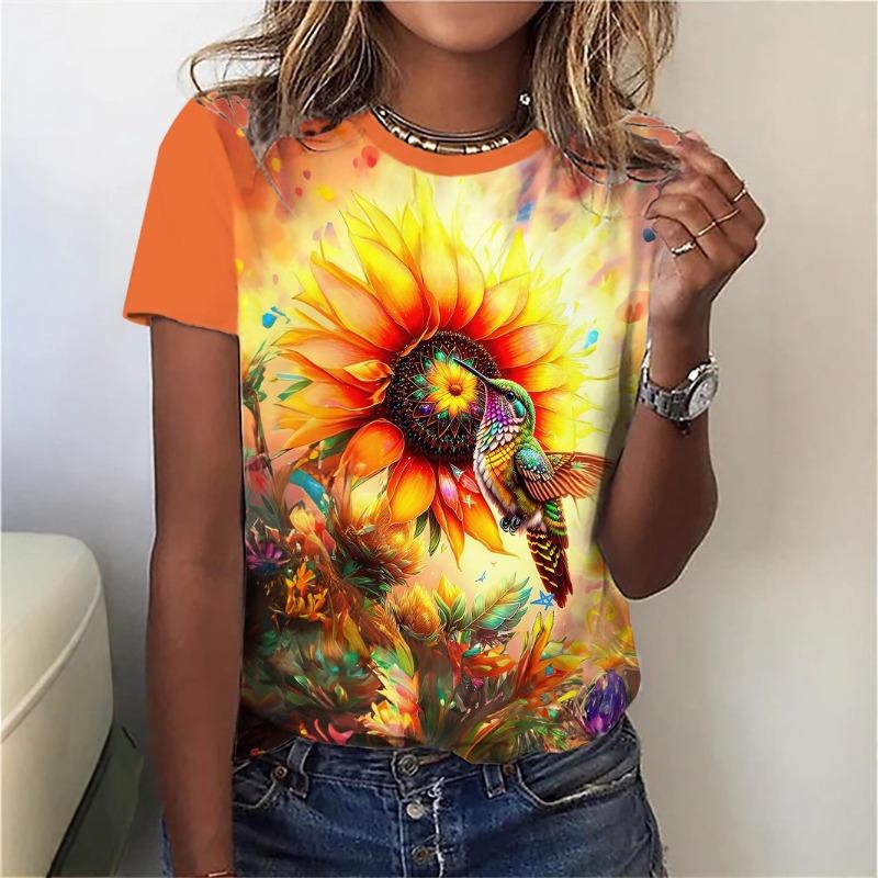 

Пуловер повседневный с круглым вырезом и короткими рукавами с цифровой печатью, футболка повседневная с круглым вырезом и короткими рукавами S