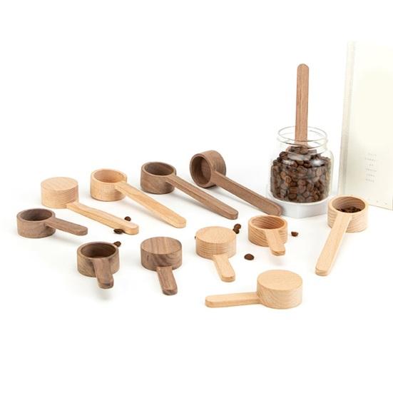 Wooden Coffee Spoon Ergonomic Short Long Handle Coffee Measuring Spoon Farmhouse Rustic Multifunctional Scoop Kitchen Gadgets