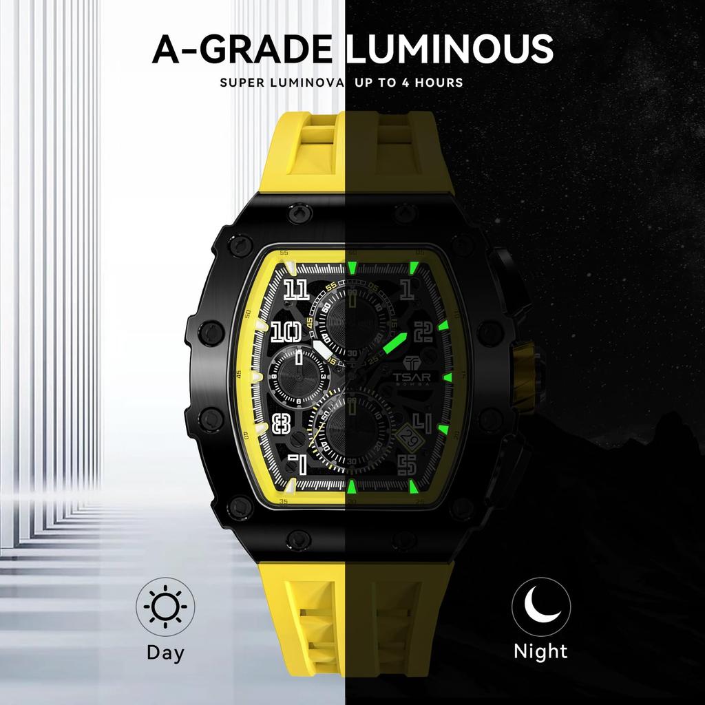 TSAR BOMBA Hodinky na paži 5ATM Voděodolné Typ Toneau Hodinky Tokei Obchodní nerezová ocel Sportovní luxusní módní ležérní hodinky Tvar válce