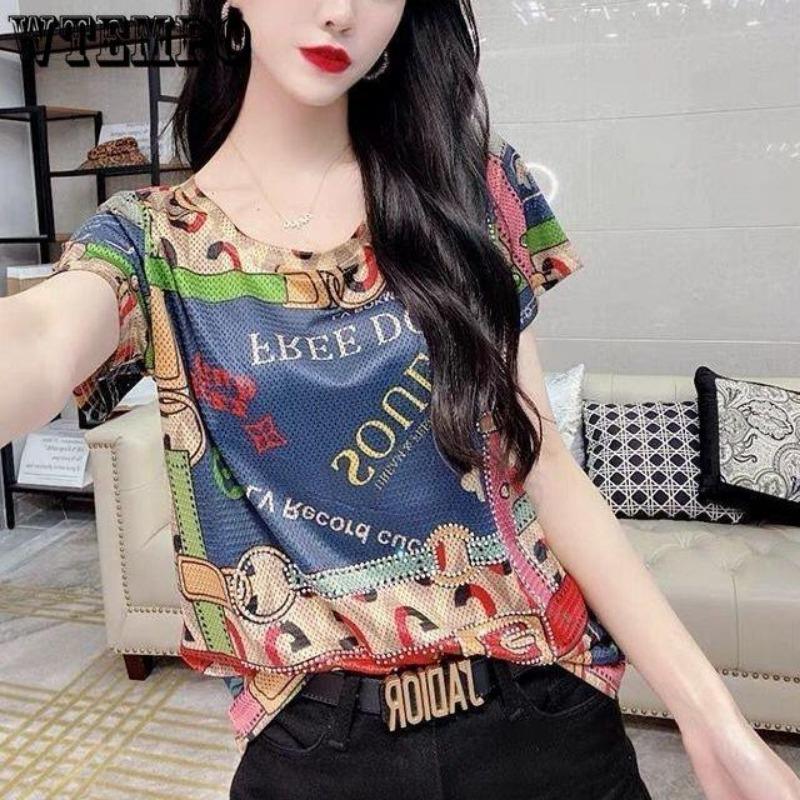 Summer Short Sleeve Letter Printed T-shirt Female Hong Kong Retro Slim Top Female Fashion Trend Shirt Top