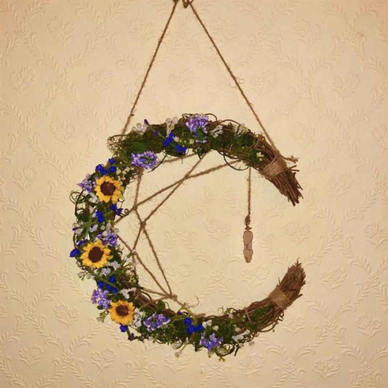 2 Stück Weinrebenkranz DIY Kranz Zubehör Mondförmiger Rattan Natürliche Handgefertigte Geflochtene Ringe Rahmen Für Basteln DIY Blumengeschäft Dekoration