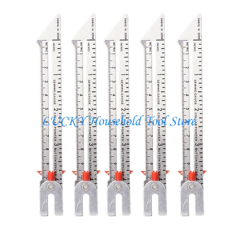 J0MC Metal Fabric Quilting Ruler Sliding Gauges Measuring Sewing Ruler for Clothing