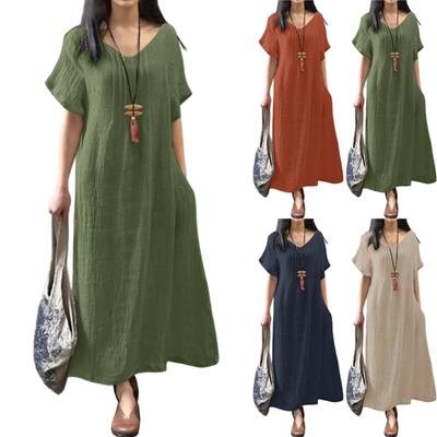 Dress For Women Long Boho Beach Dress Elegant Maxi Dress V,Neck Short  Sleeve Dress