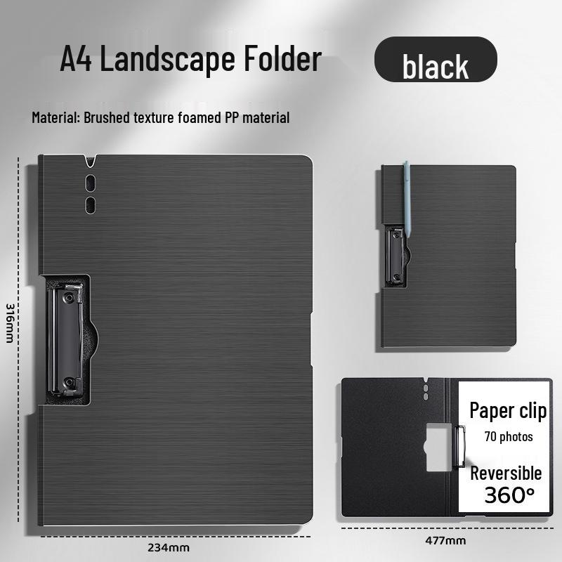 A4 Thickened PP Clipboard Folder - Desk Mat & Writing Board for Students, Horizontal/Vertical Clip