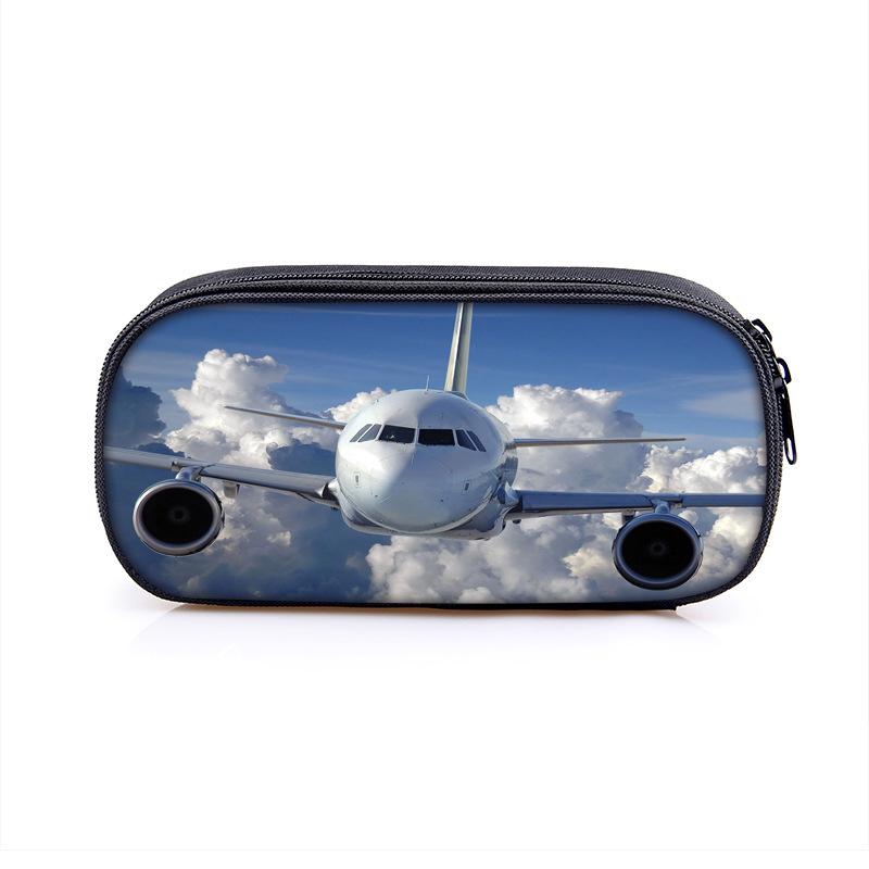 Airplane Pattern Pencil Case – Cool, Large Capacity Stationery Box for Boys and Students