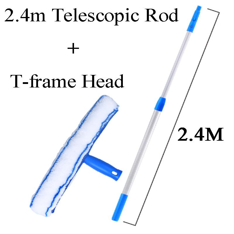 Glass Cleaner Multifunctional Durable Retractable Long Handle Microfiber Double-Sided Wiper Household Cleaning Tool Accessories