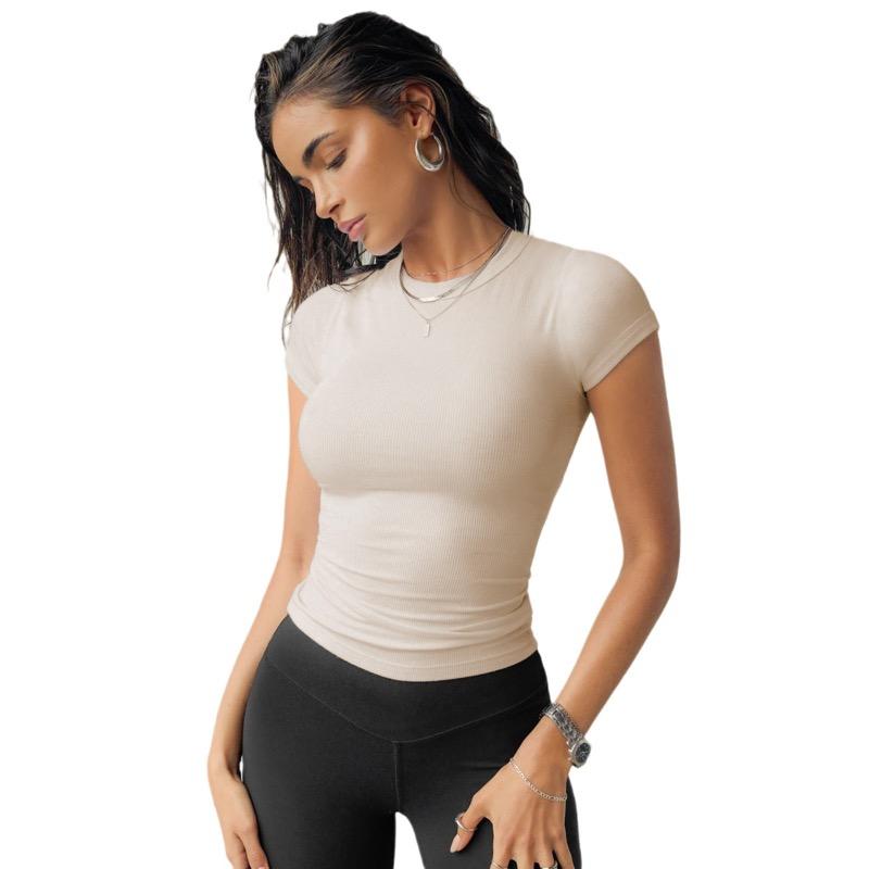 Women's Top Solid Color Sports Short Sleeve T-shirt