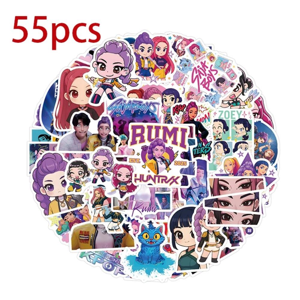 55-110PCS KPOP Demon Hunters Sticker Film Television Peripheral Computer Decorative Stickers Waterproof Vinyl Toy Kid Gifts