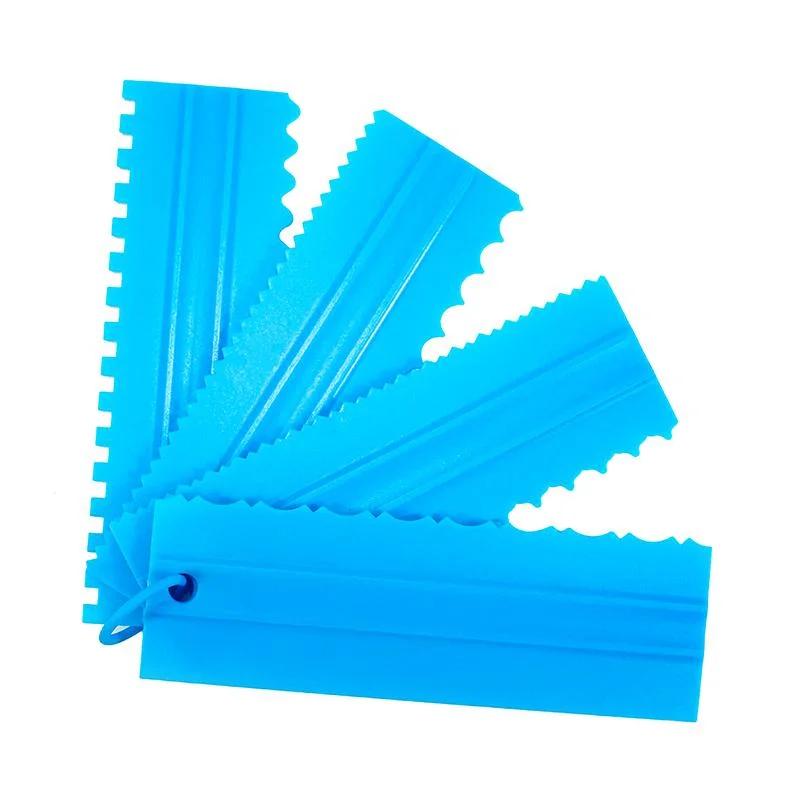 4Pcs/Set Plastic Double Sided Tooth Cake Scraper Pattern Cream Scraper DIY Baking Tools Baking Accessories